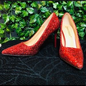 Hightree Red Sparkly Glitter Stiletto Heels size 7